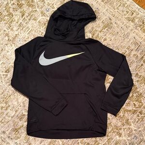 Nike Black and Gray Hoodie with Swoosh Dri-Fit Fleece Lining
